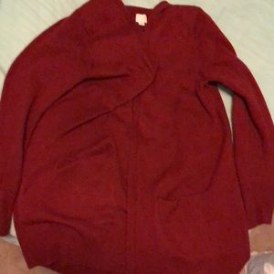 A New Day red cardigan